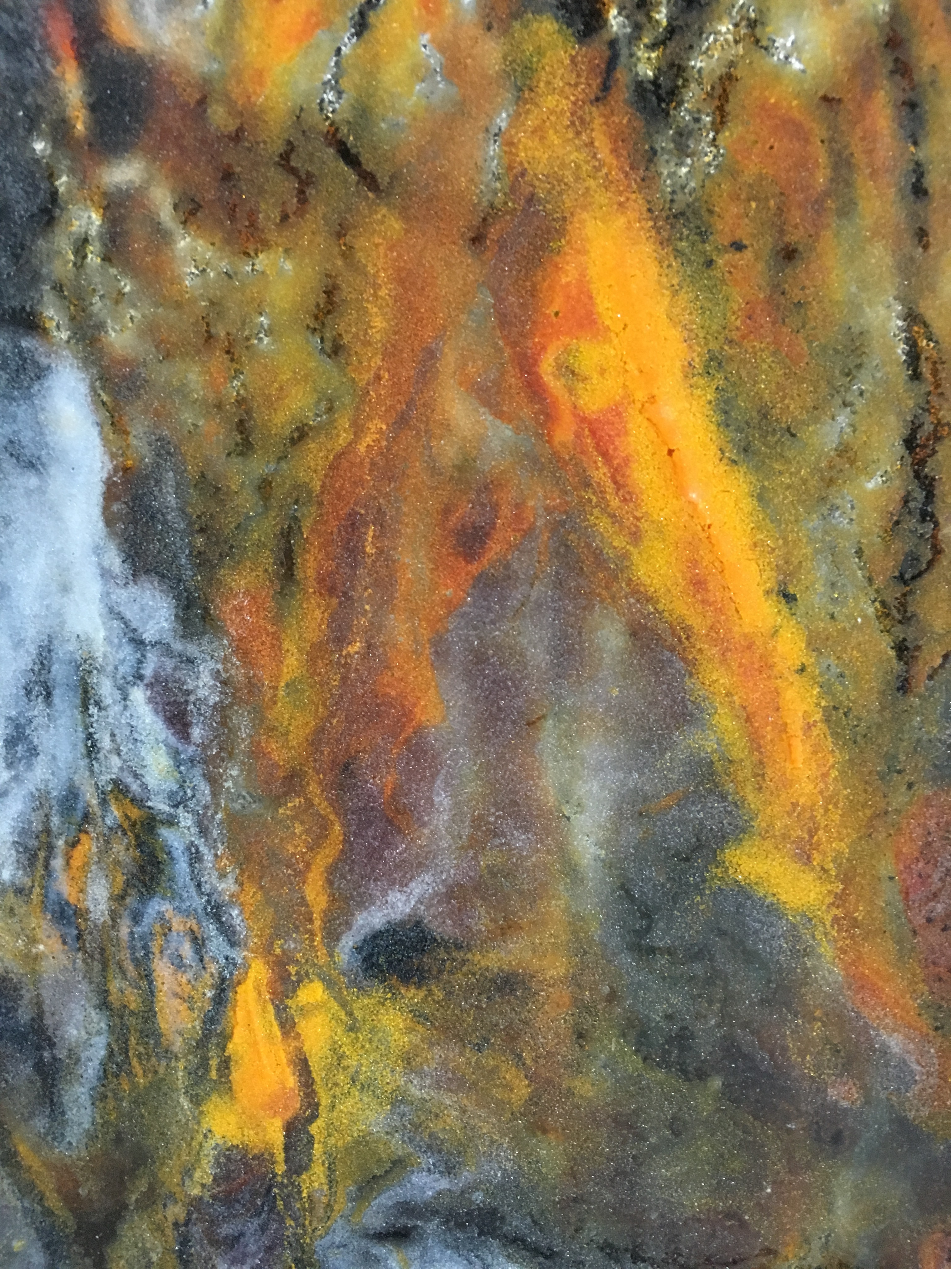 Chaos of Creation - Powdered glass fused onto clear glass. Measures 9 x 22 inches.