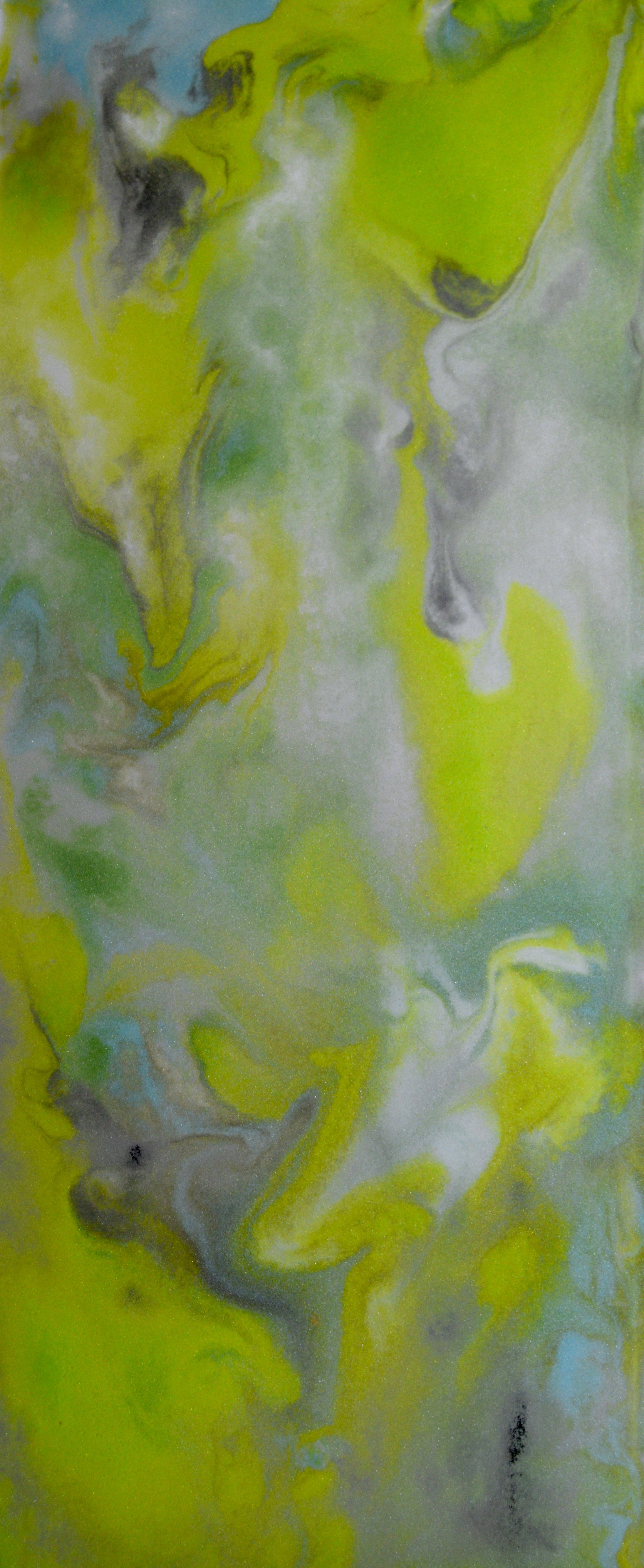 A Spring In My Step - Powdered glass fused over clear base. Measures 9 x 22 inches.