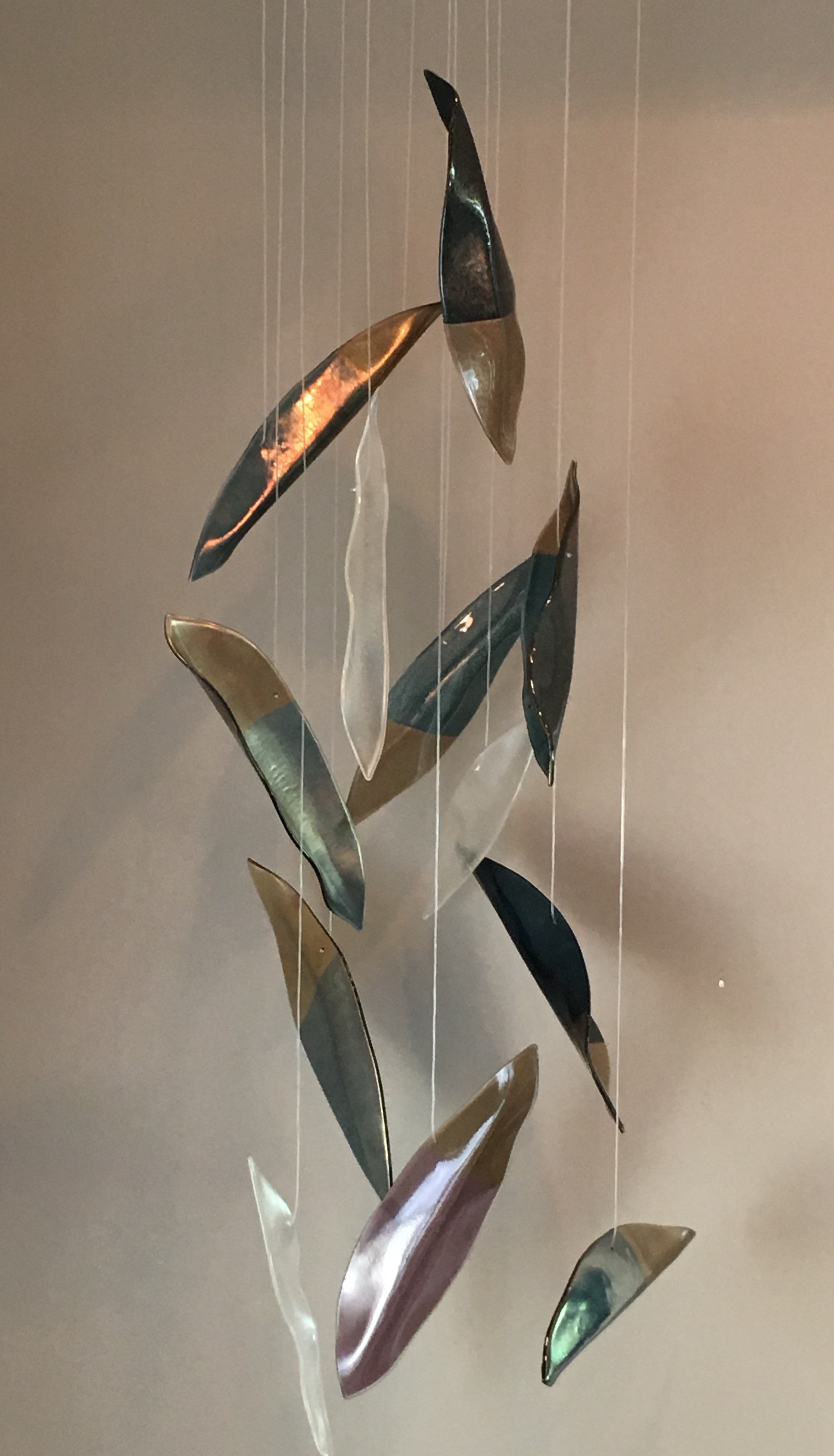 Long Way Home - Twelve-piece aerial glass sculpture. Available for sale. Custom orders welcome.